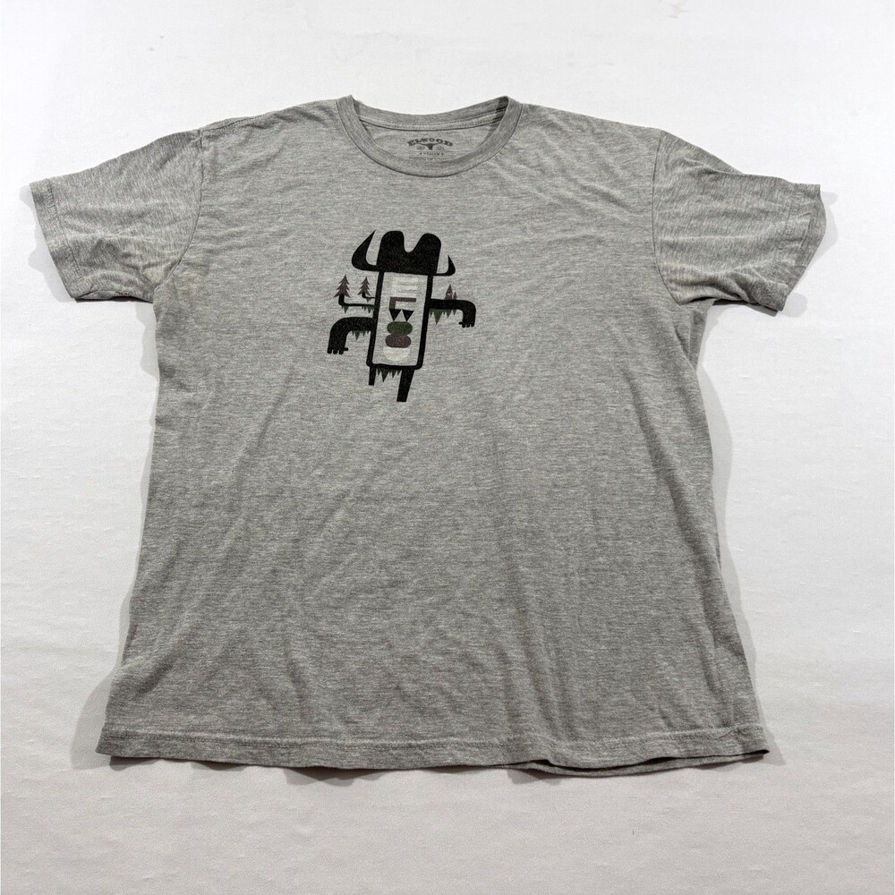 Elwood Mens Gray Graphic Cowboy Western Tee T-shirt Short Sleeve Cotton Crew M